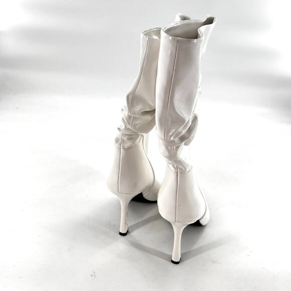 Jeffrey Campbell Guillo Boot 9.5 White Patent Leather Slouchy Mid Calf Heel - Picture 3 of 10